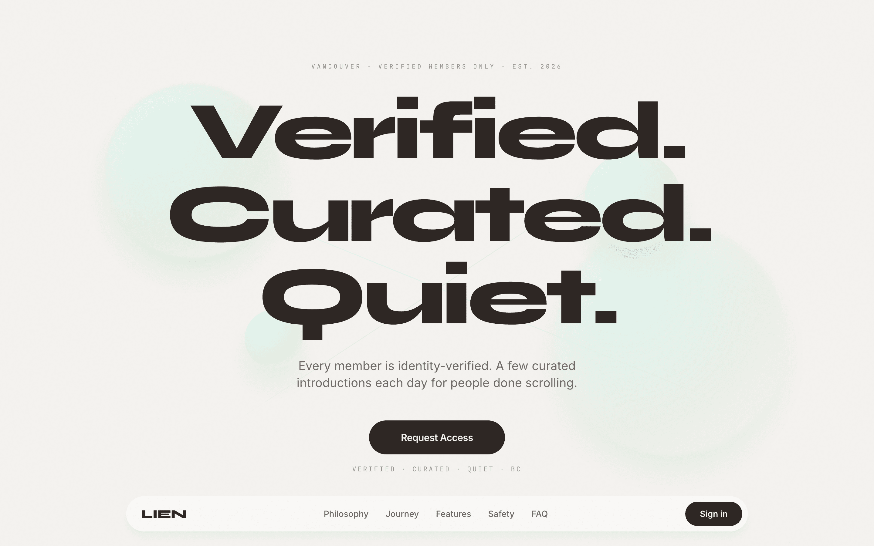 Lien — Verified. Curated. Quiet.