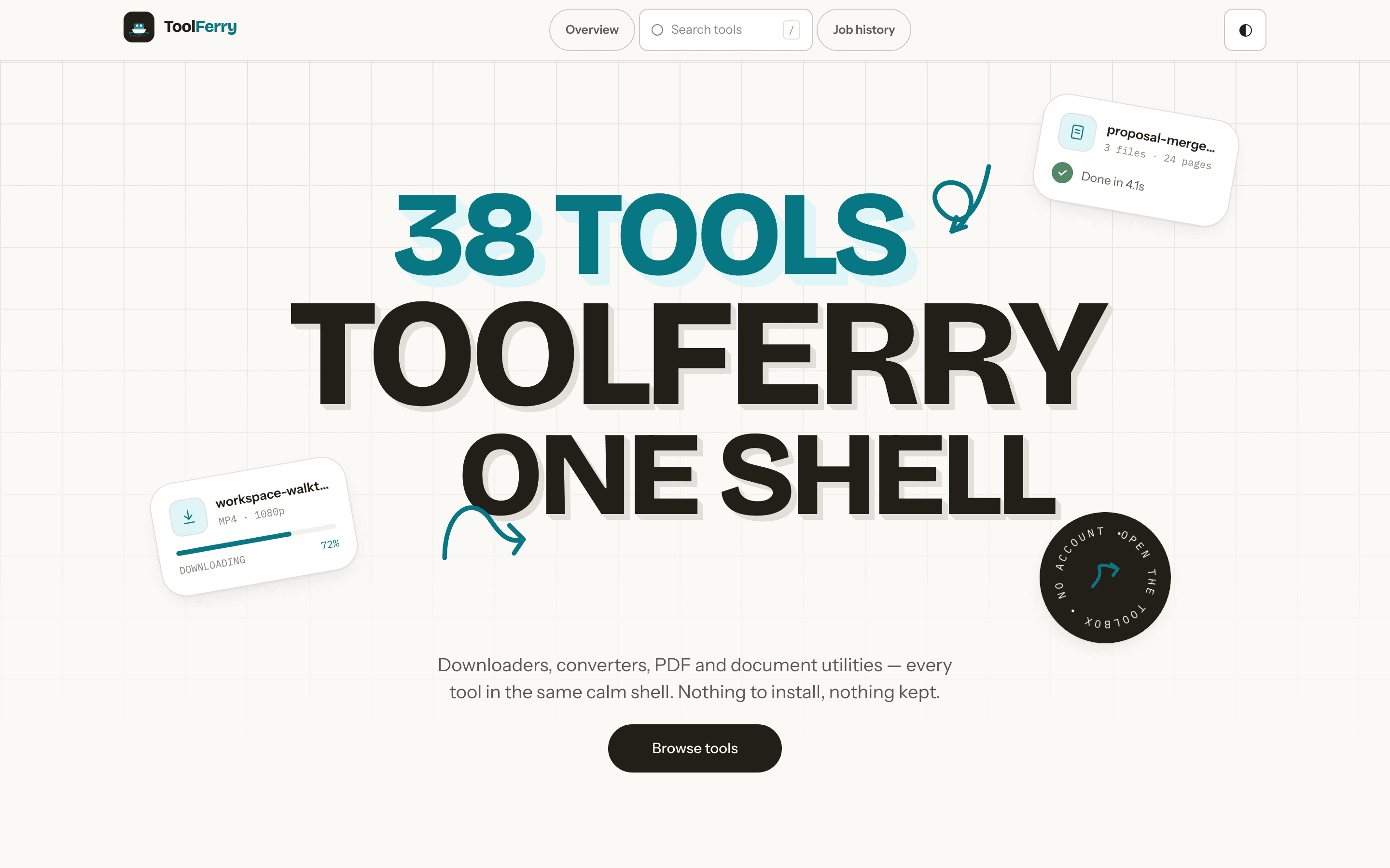 ToolFerry — 38 tools. One shell.